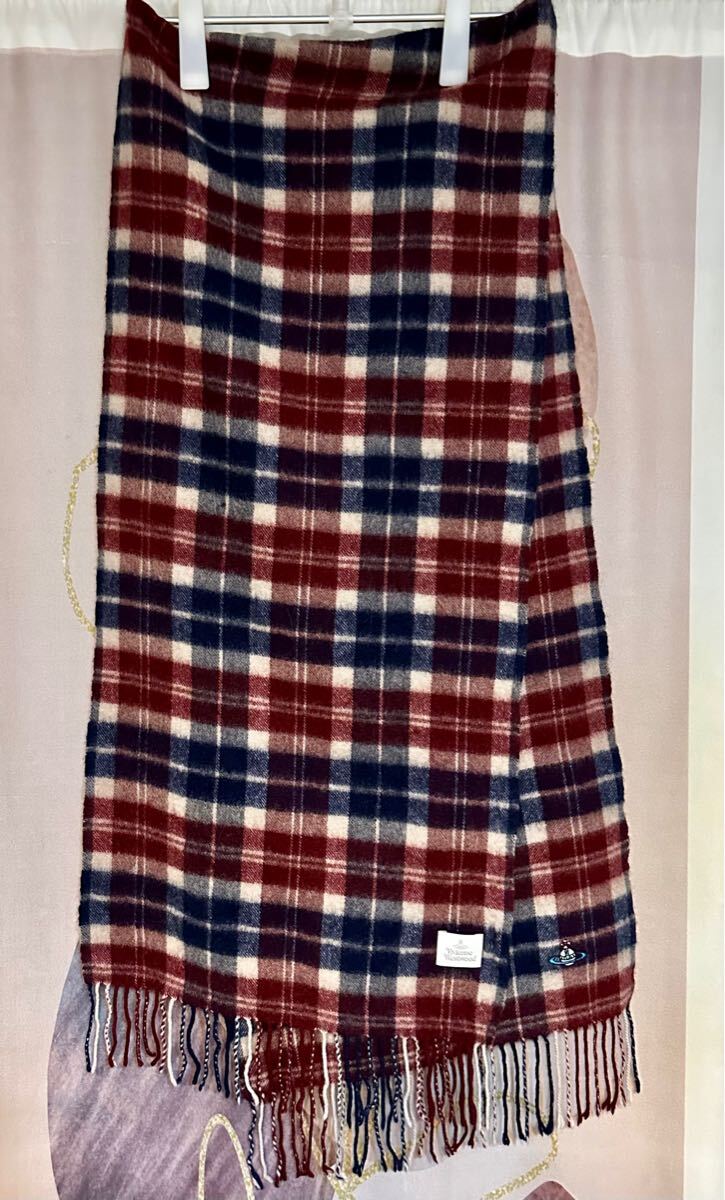 ヴィヴィアンウエストウッド タータンチェック カシミヤ 100% 大判マフラー拍卖