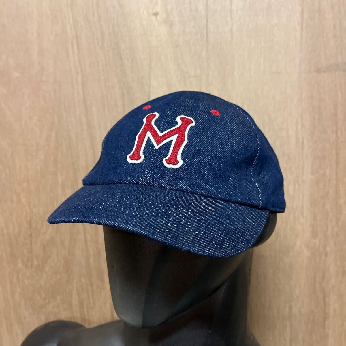 OLDMAN'S オールドマンズ 帽子 ショートブリム デニム エンブレム B.Bキャップ ベースボール キャップ メッシュキャップ メンズ拍卖