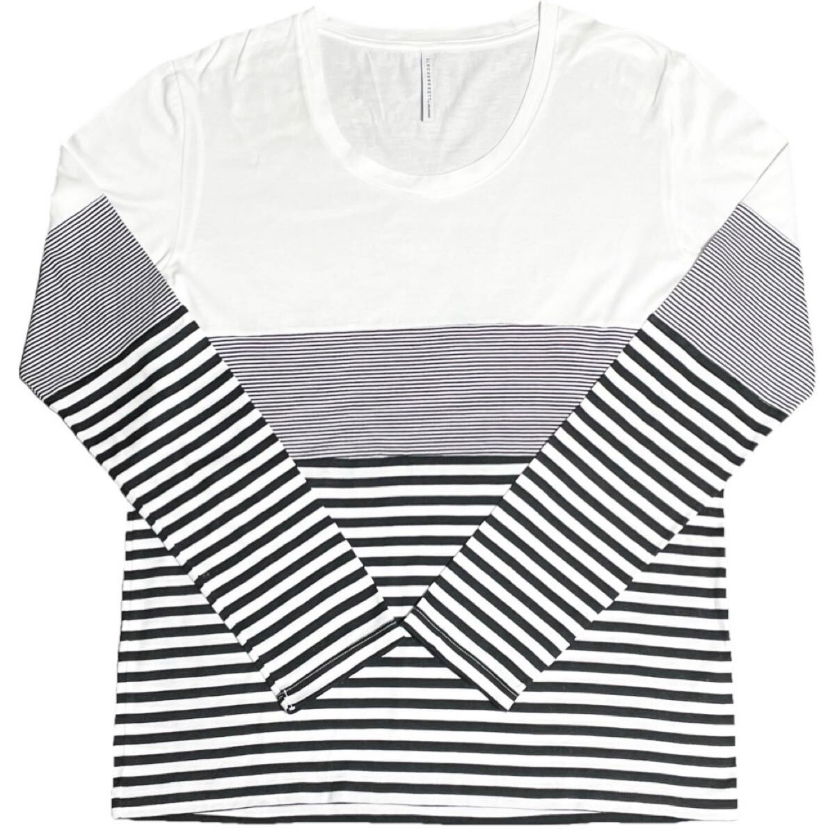 MADE IN JAPAN製 BLACKBARRETT by NEIL BARRETT 長袖カットソー ホワイト×ブラック 3サイズ ブラックバレット バイ ニールバレット 日本製拍卖