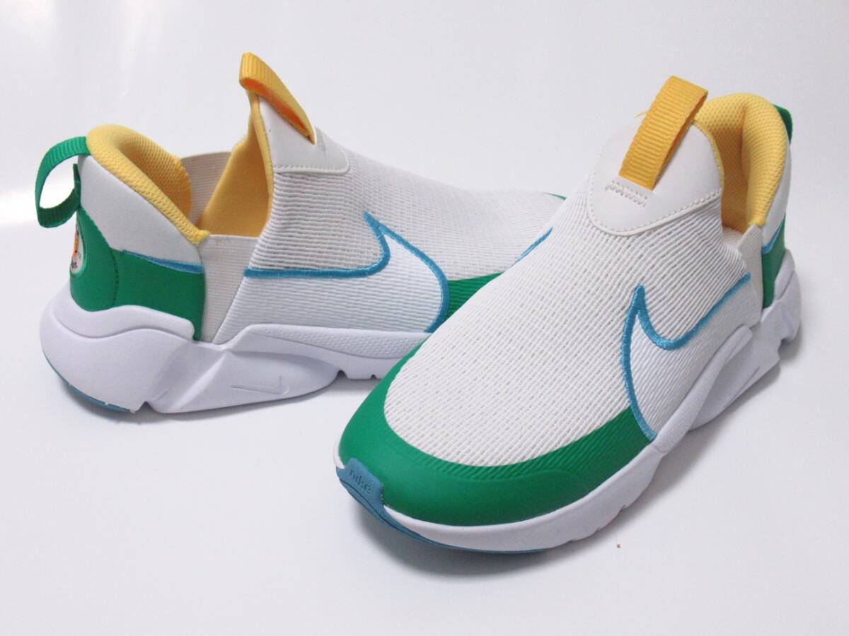 NIKE FLEX PLUS 2 GS 白 緑 22.5cm ナイキ フレックス プラス スリッポン 運動靴 キッズ レディース FJ7722-141拍卖