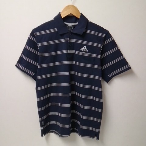 ★【古着】adidas(アディダス) 半袖 ポロシャツ Mサイズ 紺(ネイビー) たぶん男性用です(^_^;)拍卖