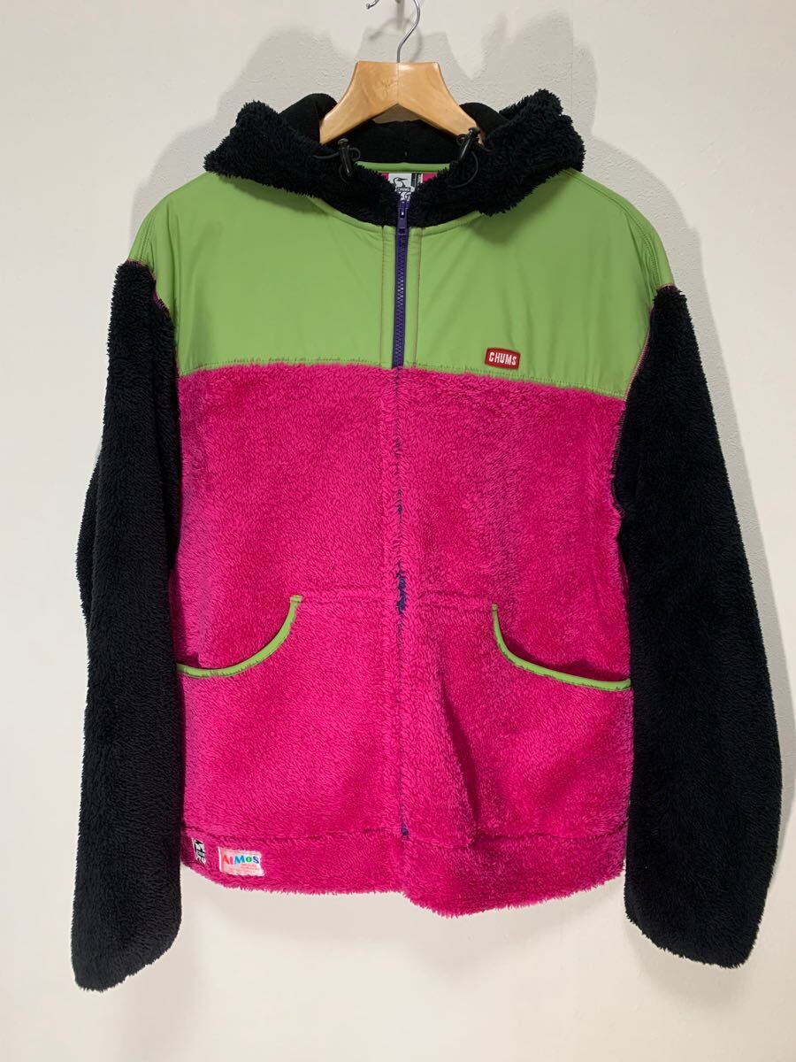 チャムス CHUMS フーディーフリースアトモス atmos XL 美USED フリースジャケット パーカー拍卖