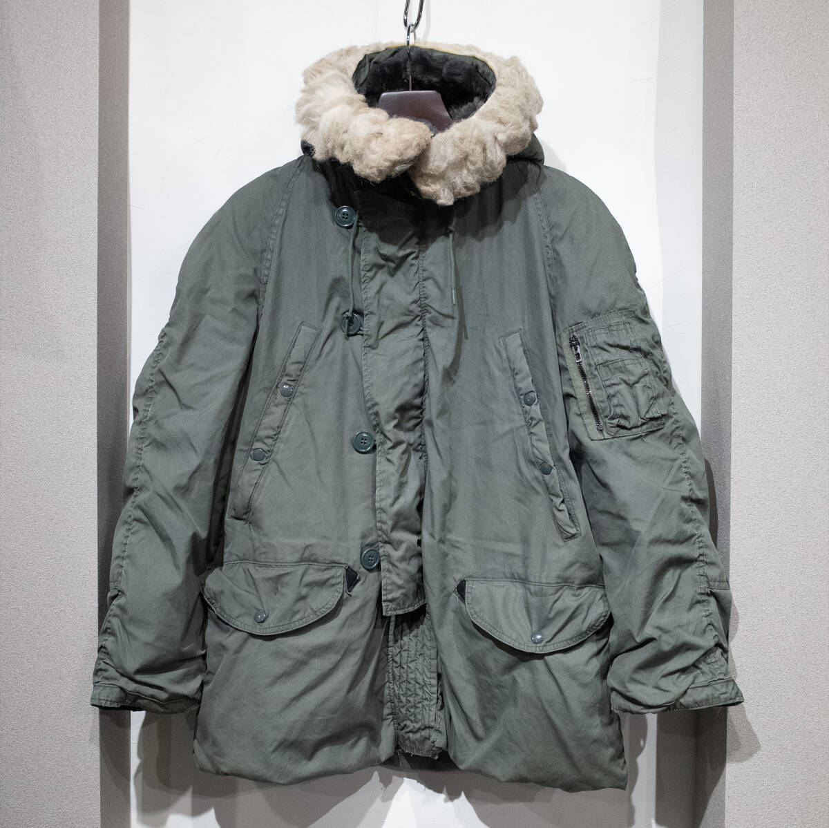 MEDIUM(L位) / 81年 U.S.AIR FORCE 米軍実物 フライトジャケット N-3B コットン USA ミリタリーコート アウター 古着 VINTAGE セージ拍卖