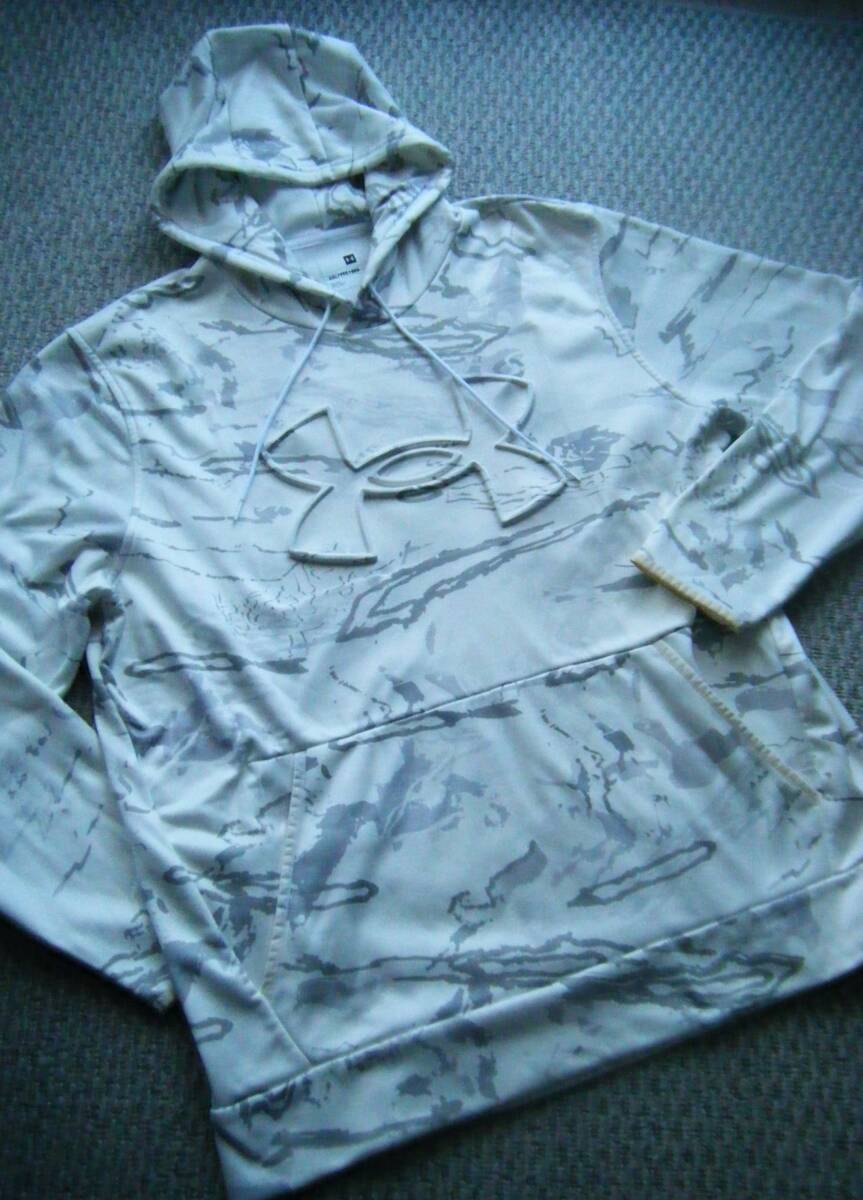 ☆UNDER ARMOURアンダーアーマー プリント パーカー プルオーバー ホワイト XXLサイズ オーバーサイズ拍卖