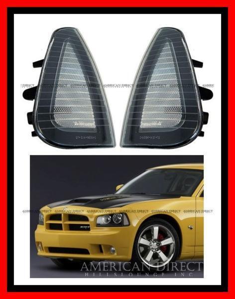 【激レア/ブラック&クリア】06-10y ダッジ チャージャー コーナー サイド ライト ランプ 左右セット ヘッド フロント マーカー拍卖