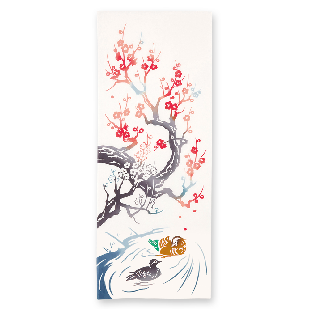 日本手ぬぐい 和柄 おしゃれ おしどり梅 冬の花圃 kenema 冬 注染 手拭い クリックポスト対応拍卖