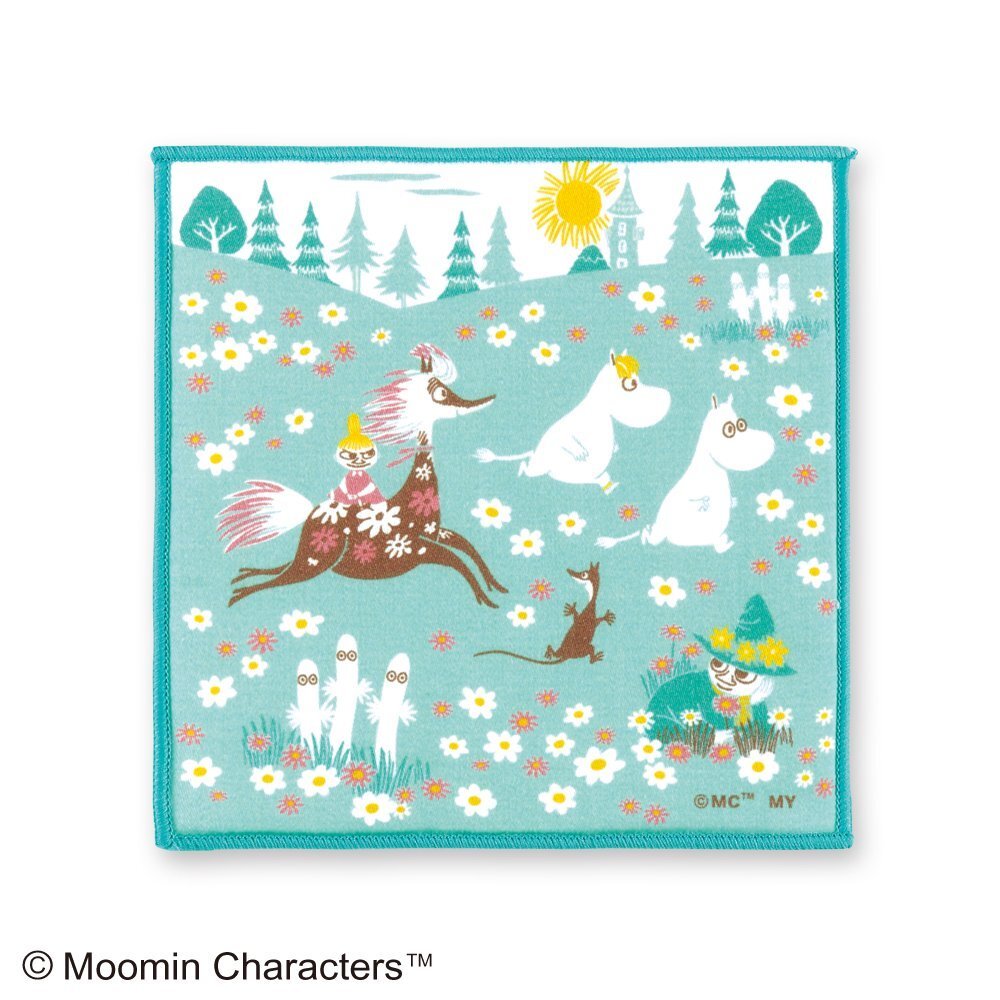ムーミン ミニハンカチ かけっこ 15x15cm MOOMIN リトルミイ スナフキン ニョロニョロ ハンドタオル拍卖