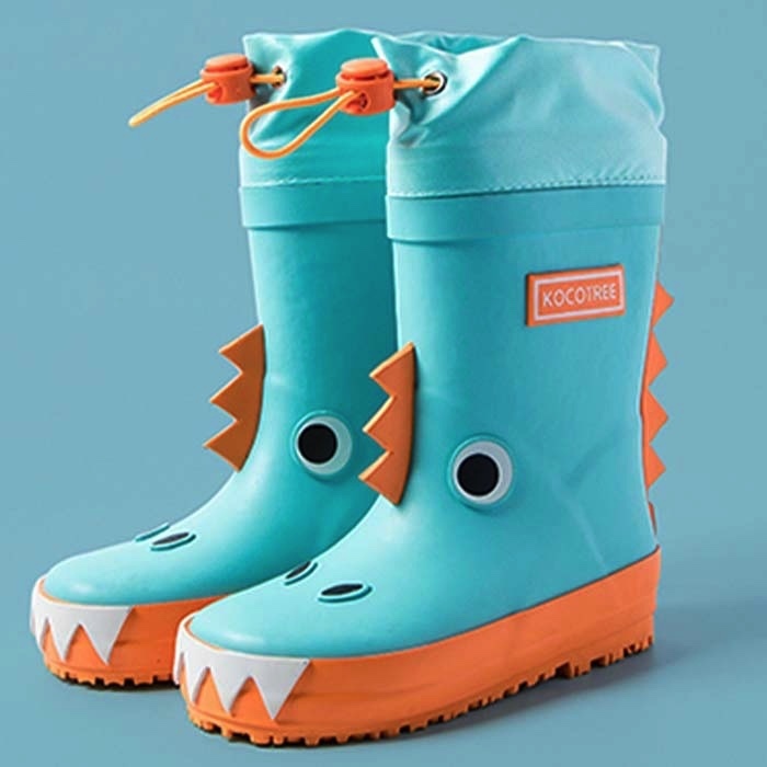 【左右サイズ違い】レインブーツ 雨靴 長靴 恐竜 ダイナソー 青 ジャンク品拍卖