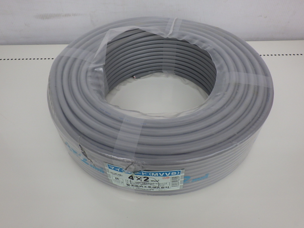 未使用品 訳あり 富士電線 マイクコード MVVS 4×2m㎡ マイクロホン用ビニルコード 灰 未開封拍卖