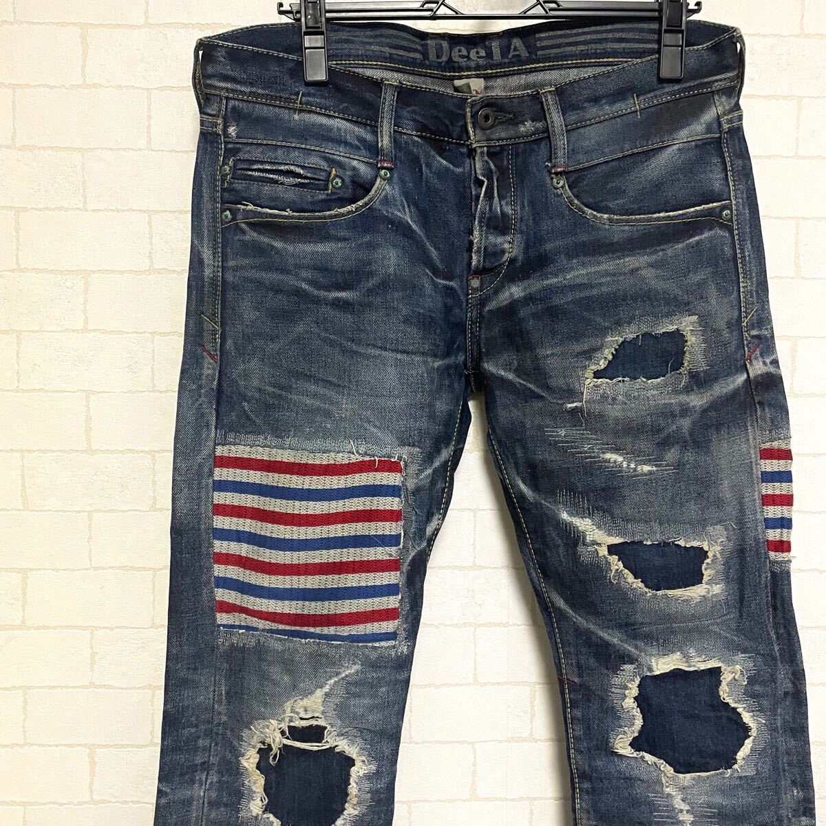 DeeTA ディーティーエー デニムパンツ DOUGLAS NEO LOOSE SKINNY T&R DB ダメージ3D トリコロール size30 拍卖