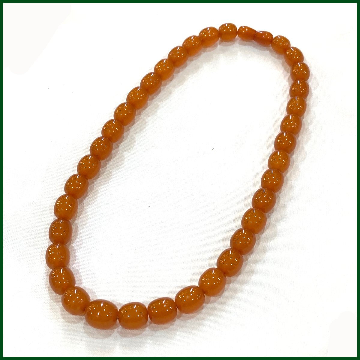 中古●再生琥珀 / アンブロイド ● ネックレス 全長約49cm 重さ約42.3g ブラウン系 アンバー アクセサリー 圧縮琥珀拍卖