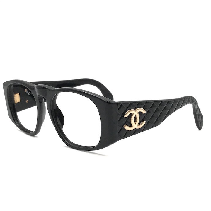 良品 CHANEL シャネル ココマーク マトラッセ サングラス アイウェア ブラック レディース k3891拍卖