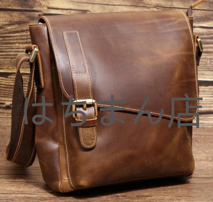 ヌメ革 ハンドメイド メンズバッグ 本革 ワンショルダーバッグ 自転車鞄 レザー 斜め掛けバッグ 通勤通学拍卖