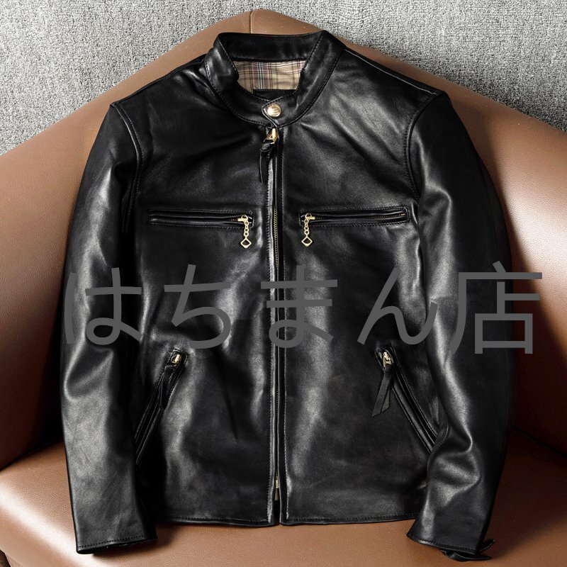 ライダース レザージャケット シープスキン 本革 バイクレザー メンズファッション 革ジャン 羊革 フライトジャケット拍卖