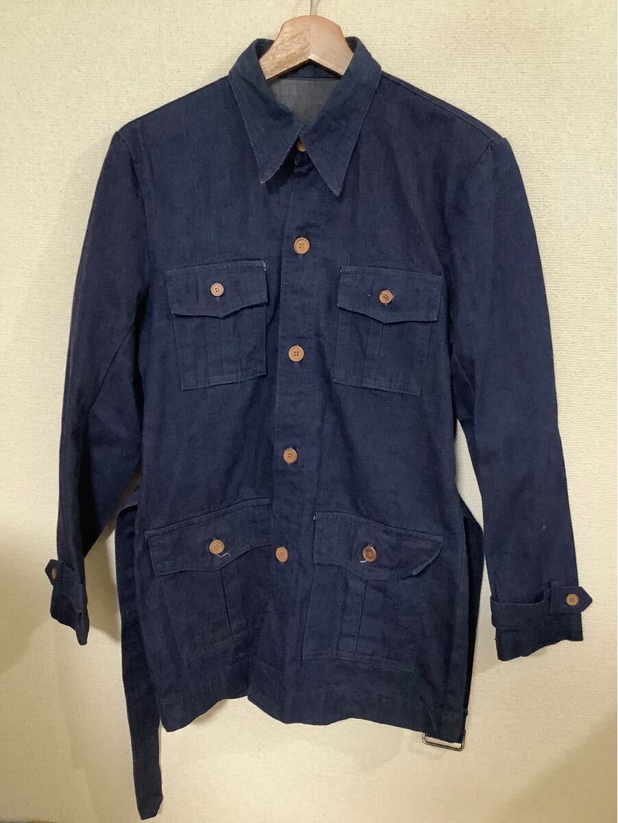 HALF ORIGINAL COLLECTION デニムサファリジャケット ハーフコート 国産ビンテージ ビンテージ カジュアル 紳士服 古着 M拍卖