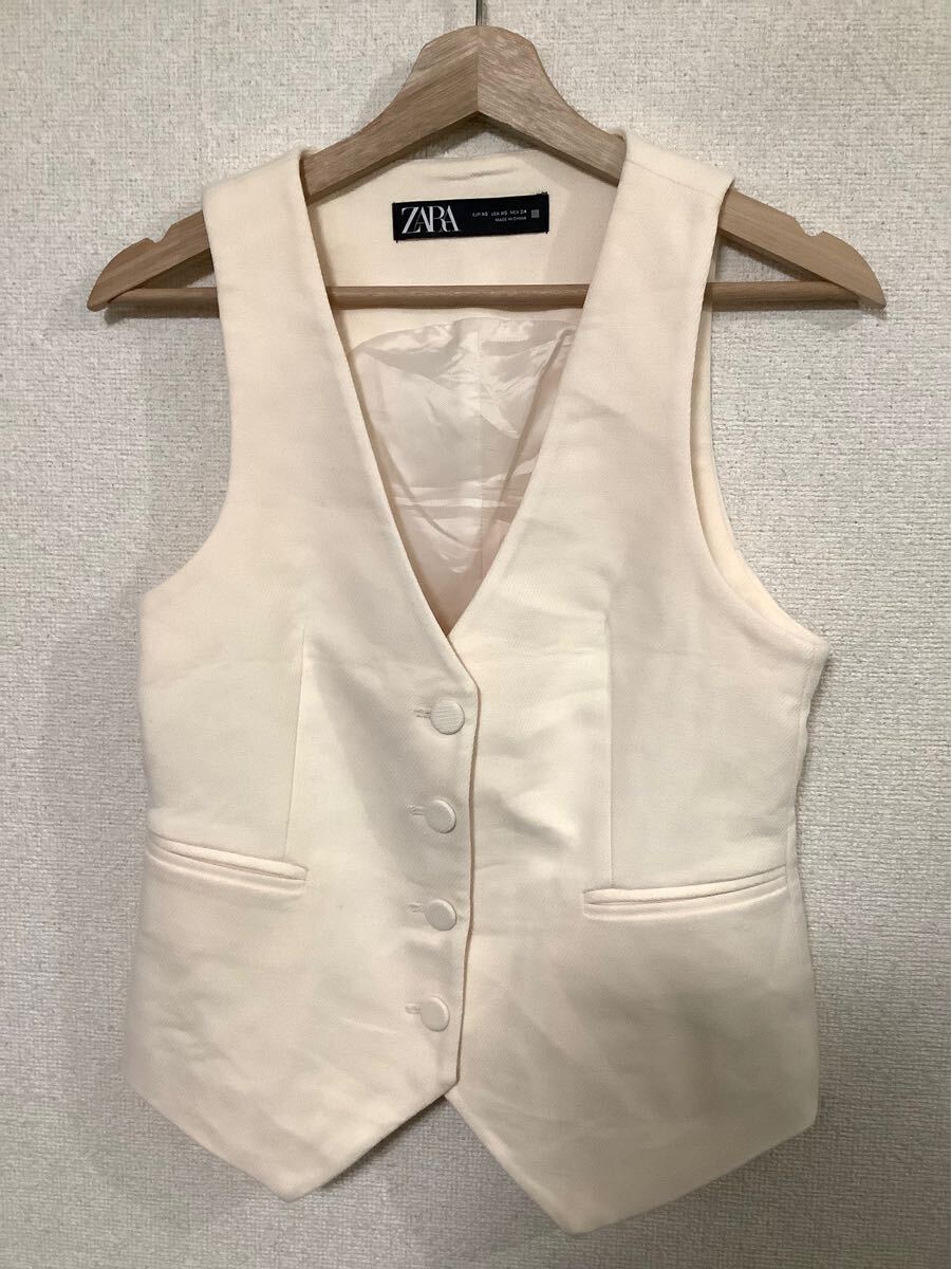 ZARA ザラ ウールベスト ジレ ナチュラル ジレベスト セレクト レディース 古着 XS トップス拍卖