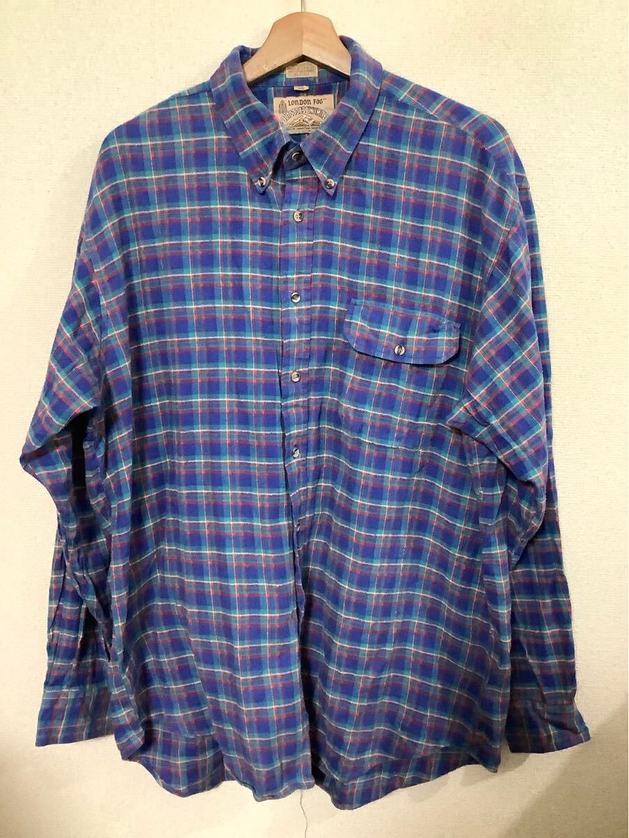 LONDON FOG ロンドンフォグ OUTDOORS UNLIMTED USA製 チェック柄 ネルシャツ ビンテージ アメカジ カジュアル XL拍卖