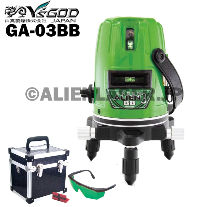 送料無料 1年保証 山真 ヤマシン 2ライン グリーン エイリアン レーザー 墨出し器 GA-03BB 本体拍卖