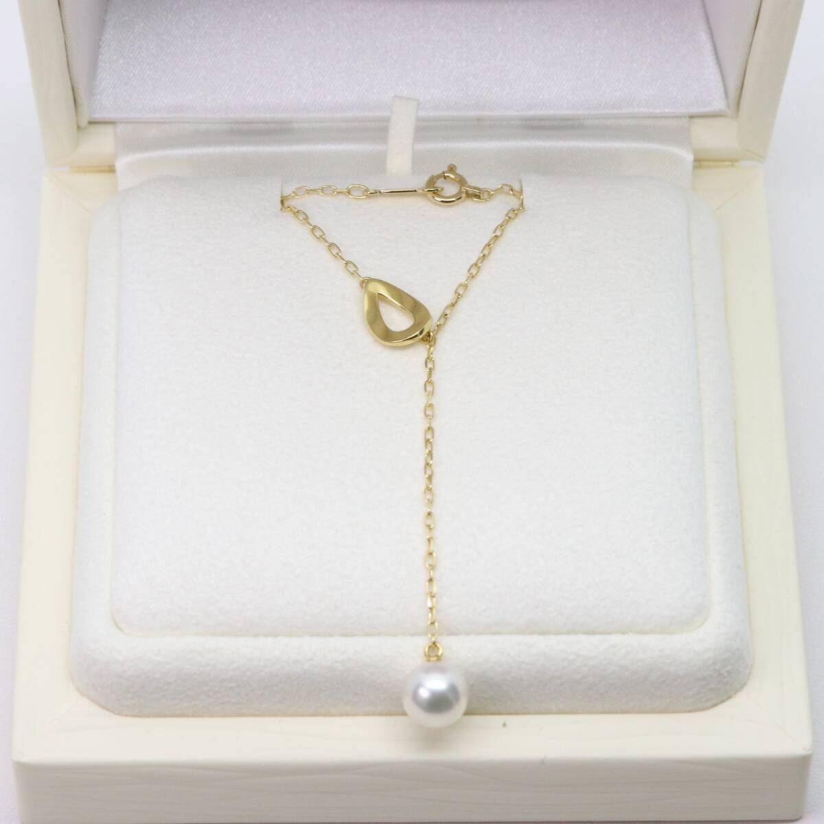 美品 ミキモト K18 Y字 ドロップ パール ネックレス/24-3130箱拍卖
