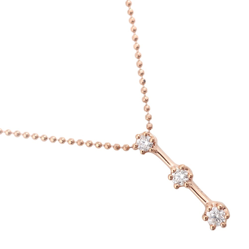 3Pダイヤ 0.16 ネックレス K10ピンクゴールド×ダイヤモンド 約2.2g レディース【H212923918】中古拍卖