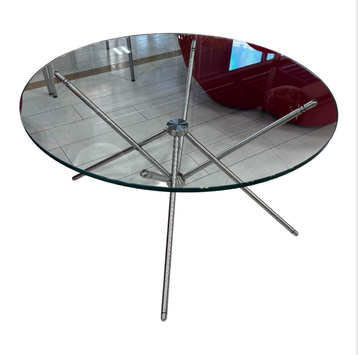 ☆美品 ガラス ローテーブル 丸テーブル 直径750 ガラス ガラステーブル ダイニングテーブル センターテーブル オシャレ 在庫数2台拍卖