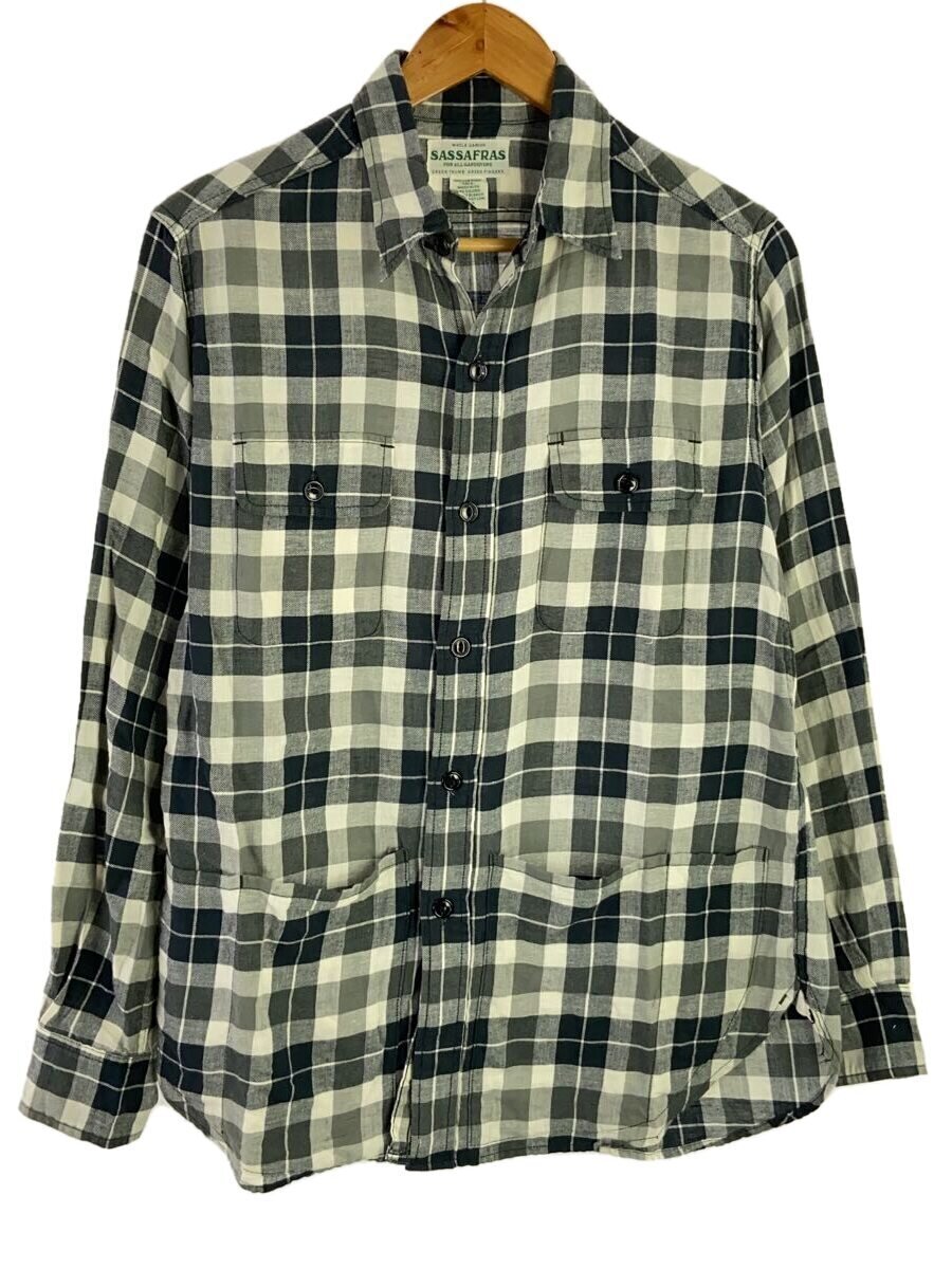 SASSAFRAS◆長袖シャツ/XS/コットン/BLK/チェック拍卖