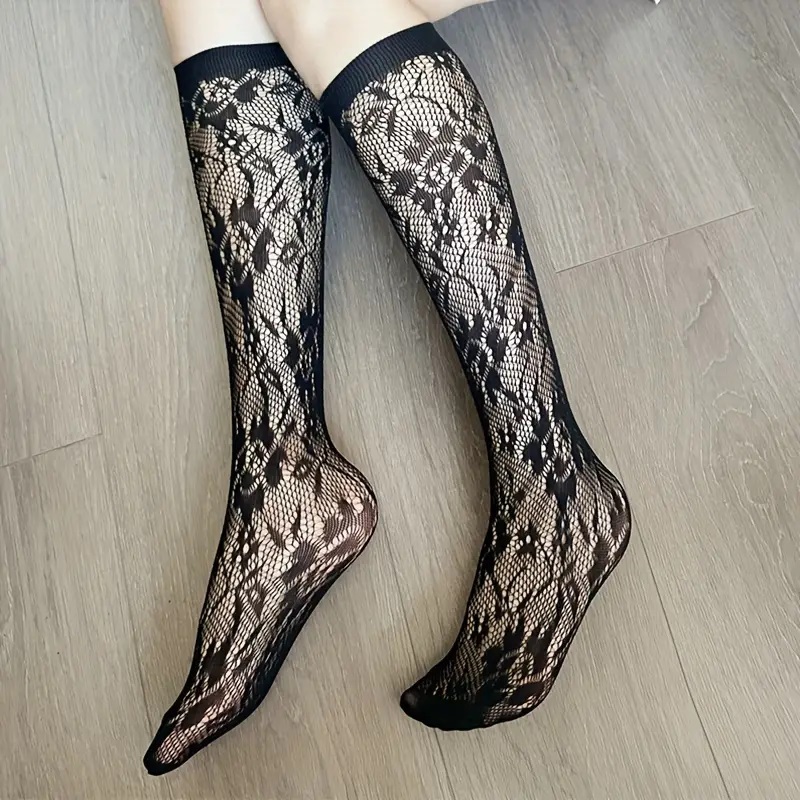 花柄ハイソックス (ブラック)拍卖