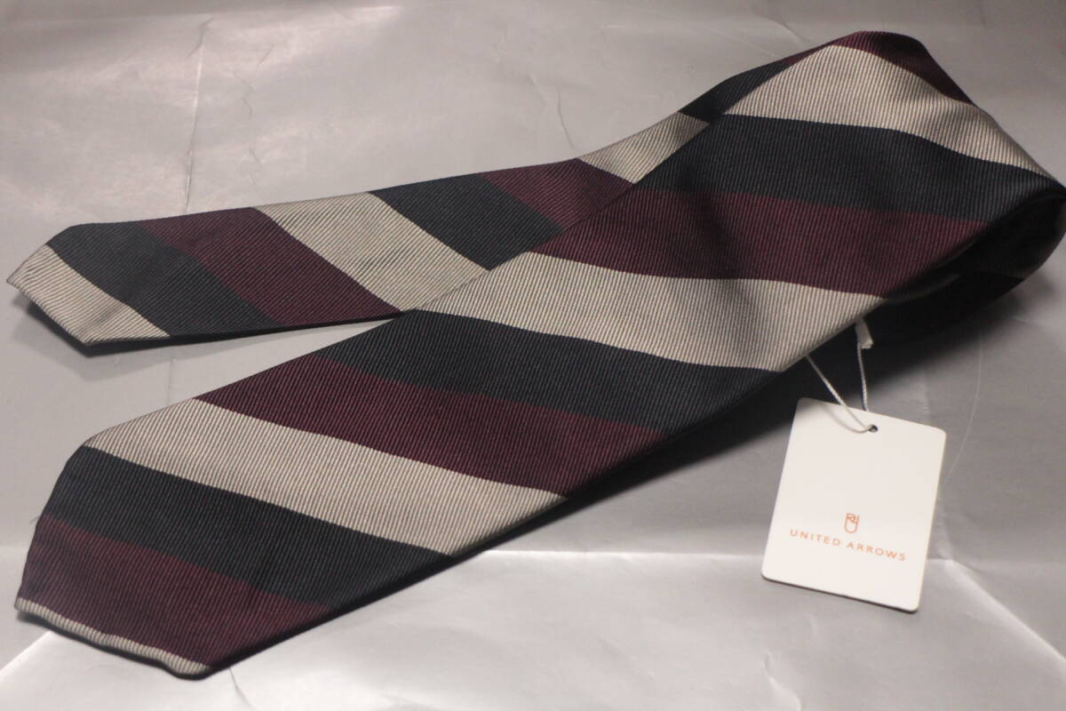フラテッリルイージ*アローズ新品ネクタイ超美麗シックアッシュグレー*ブラック*パープルレジメン極上スフォデラート仕立てハンドメイド拍卖