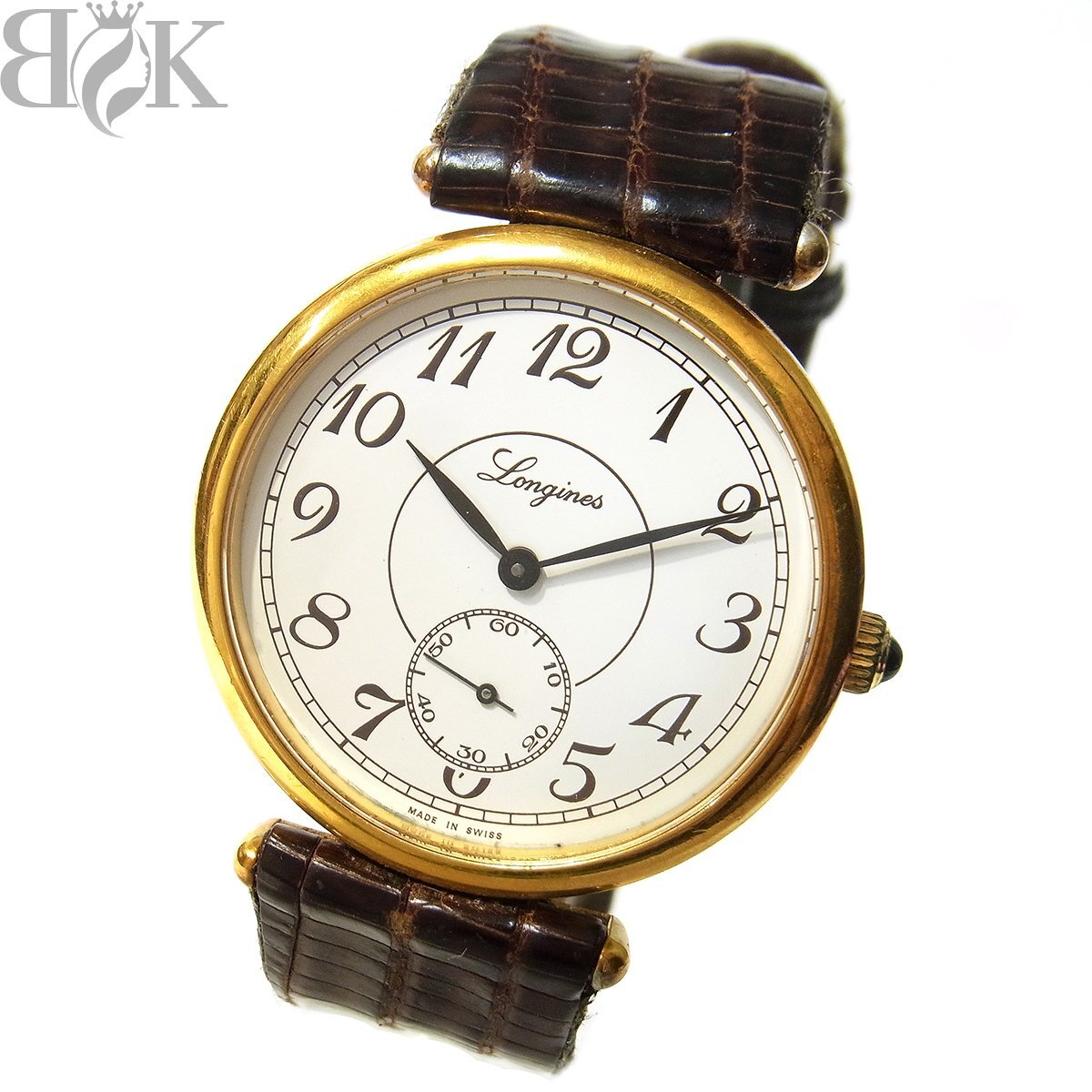 ロンジン モニュメント スモセコ Cal.L646.4 メンズ 腕時計 手巻き 白文字盤 ゴールドカラー レザーベルト社外品 動作品 Longines 〓拍卖