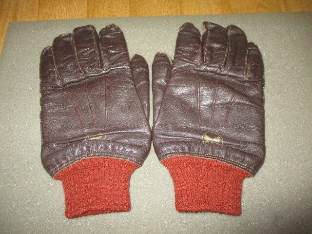 BUZZ RICKSON'Sバズリクソンズ ビンテージ A-10 赤リブ レザーグローブ 美中古 サイズ9 MA-1・B-3・フライトジャケット拍卖