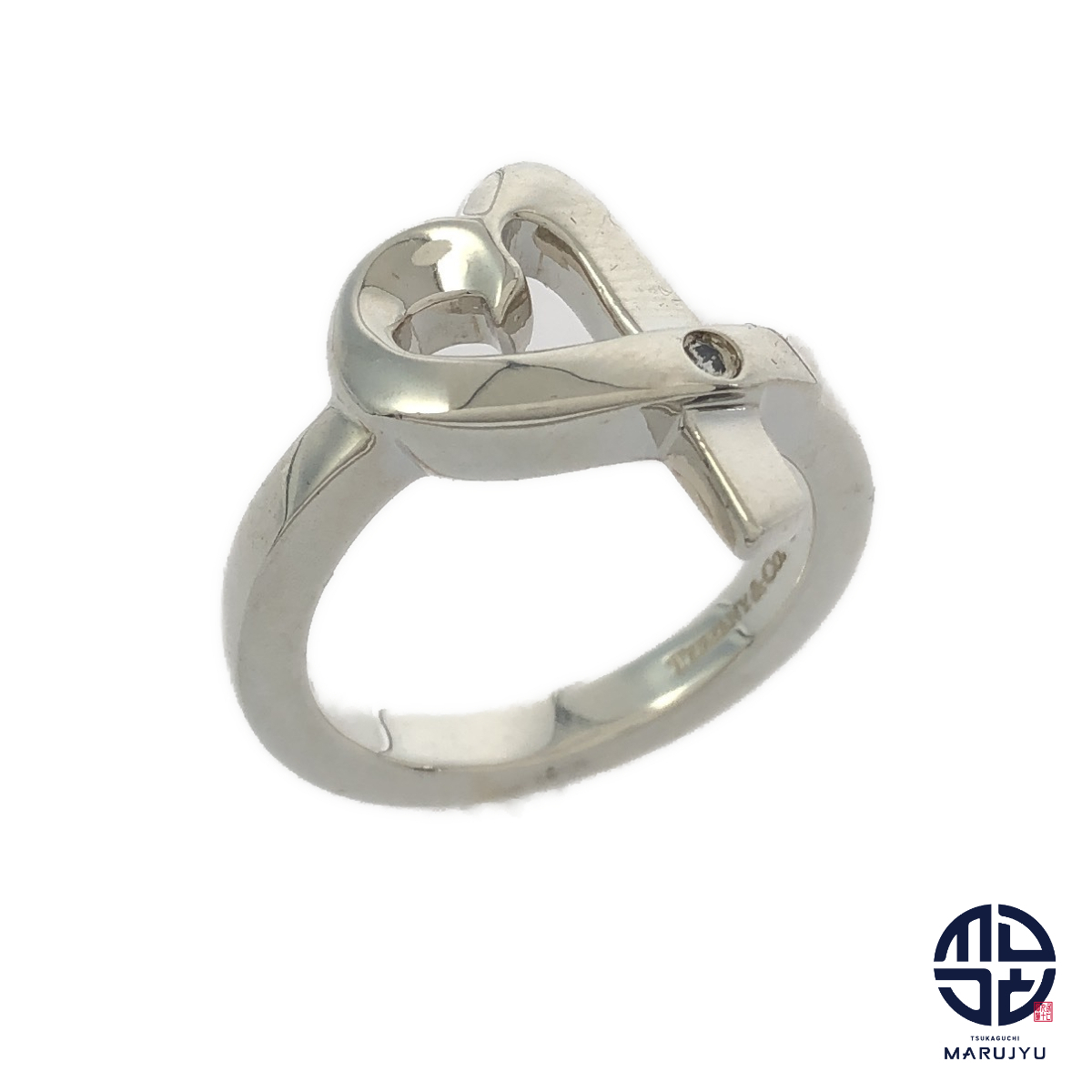 TIFFANY & CO. Tiffany ティファニー 925 シルバー SILVER ダイヤ1P パロマピカソ ラビングハート リング 指輪 約9号 ジュエリー拍卖