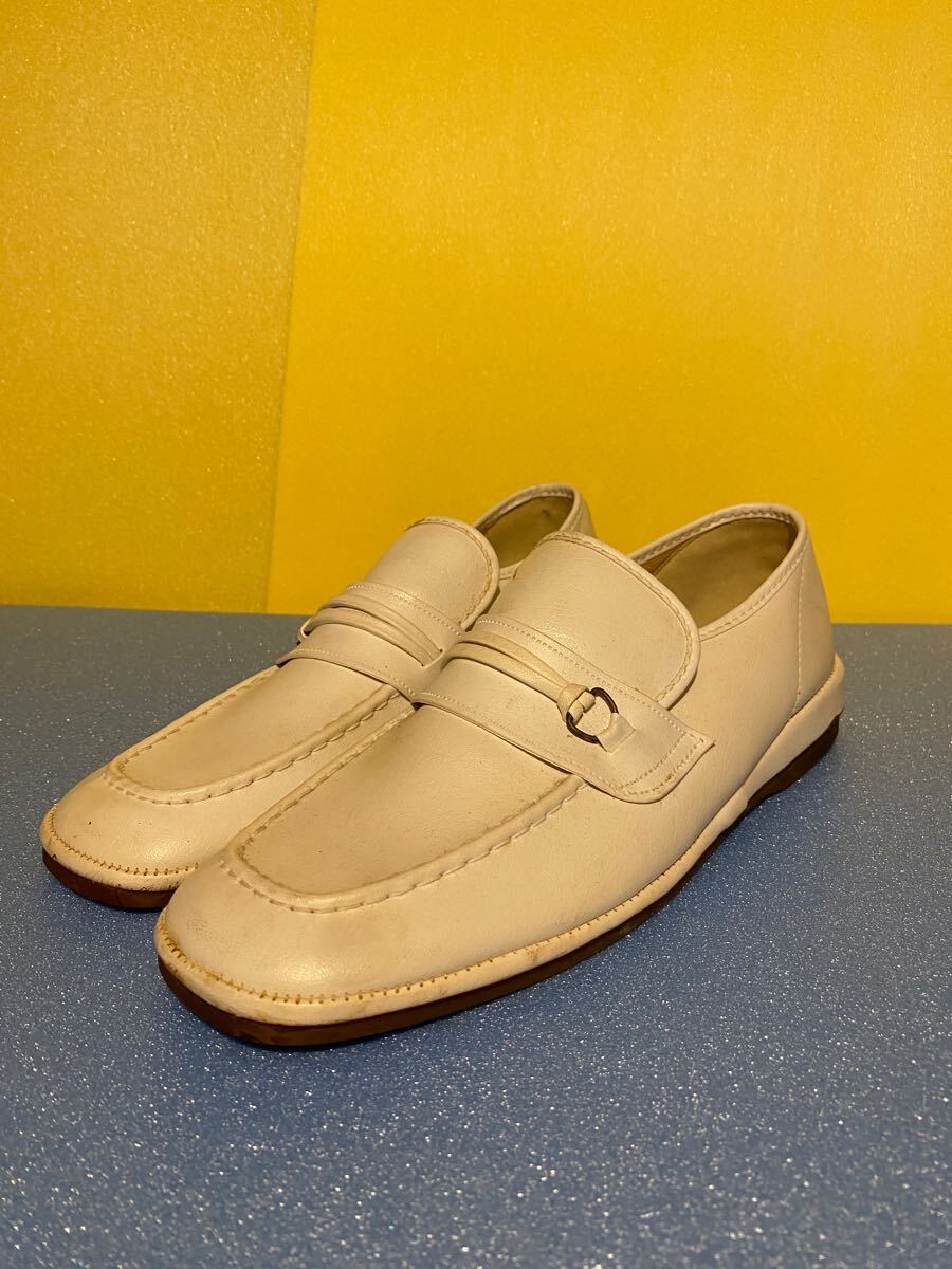 ビンテージ ローファー 白 ホワイト 昭和 レトロ スクエアトゥ サイズ 8 1/2 MADE IN TAIWAN デッドストック 拍卖