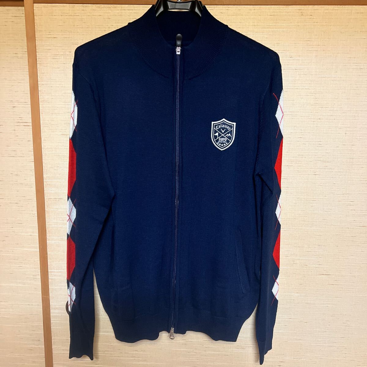 超美品■Callaway キャロウェイ カーディガン フルジップニット L メンズ アーガイル ゴルフ ウェア おしゃれ キャロウェイ セーター拍卖