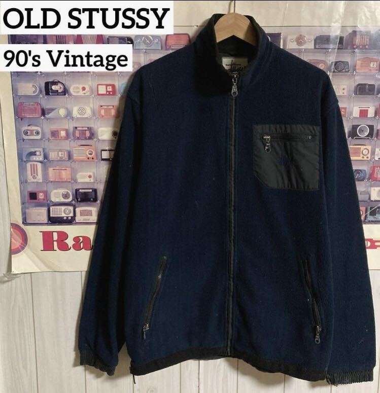 超希少90s OLD STUSSYフリースジャケットブルゾンOUTDOORタグオールドヴィンテージ拍卖