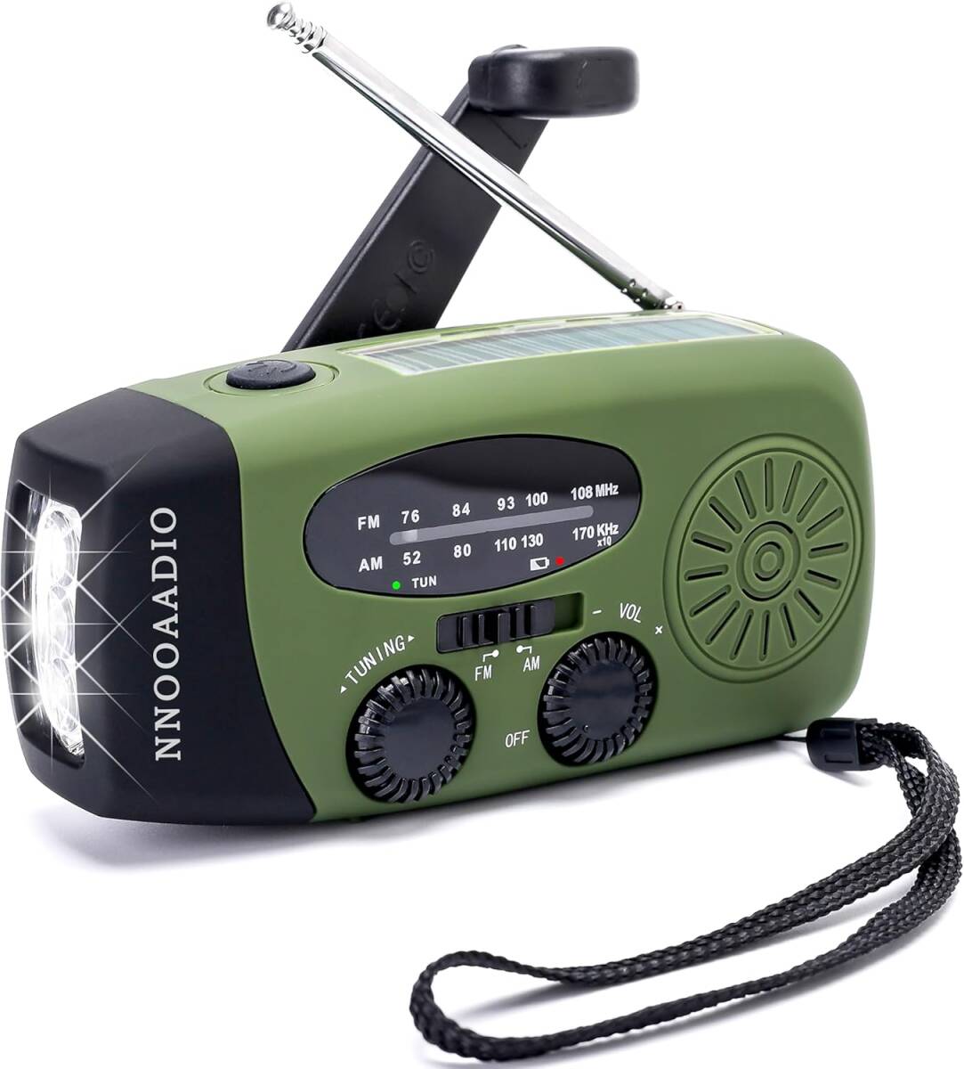 【新品】防災ラジオ 多機能ラジオ 高輝度懐中電灯を内蔵した充電式ラジオ、手回し、ソーラー、USB充電の2000mAH 拍卖