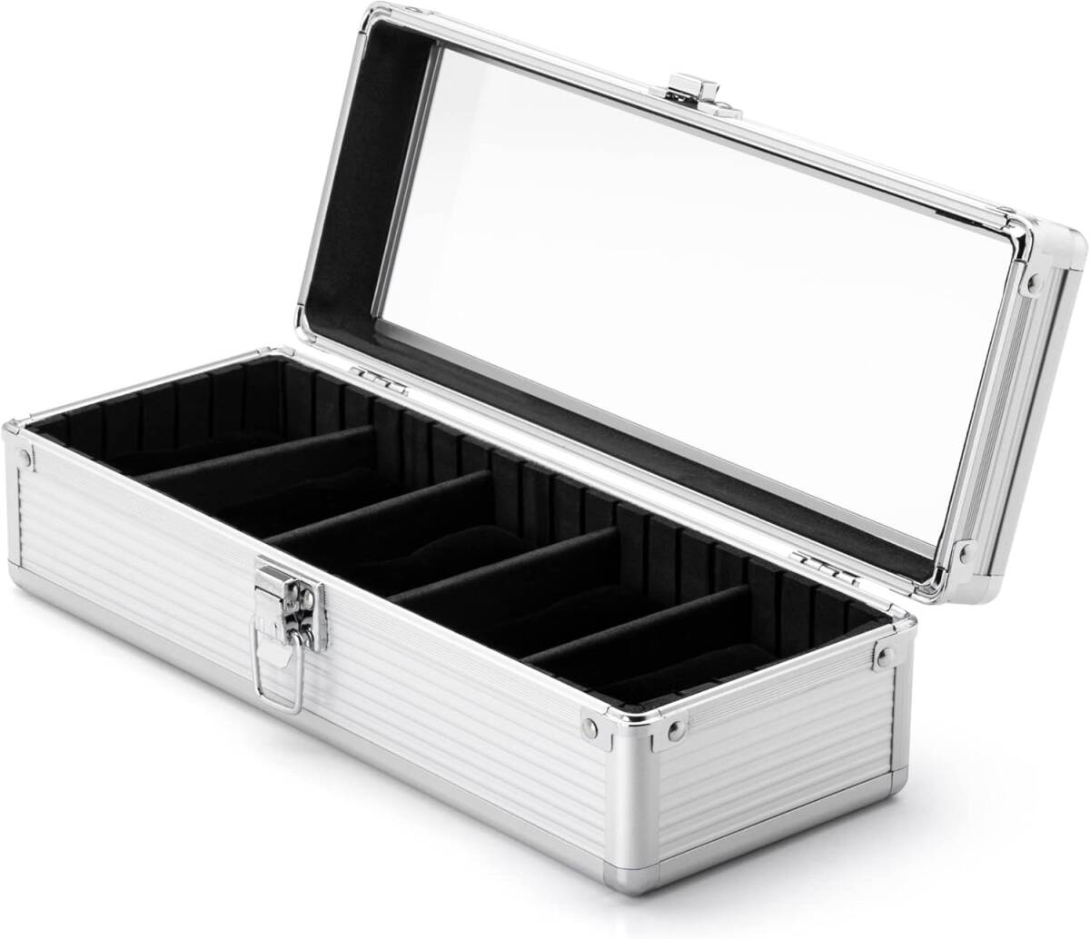 【新品】 October1st 腕時計 ケース 5本用 収納 アルミ ボックス メンズ 時計 持ち運び 保管 インテリア用 Watch Box 耐衝撃 (シルバー)拍卖