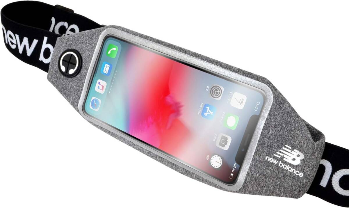 【新品】 new balance 「 ランニングポーチ 」 ニューバランス ウエストポーチ iPhone スマホ対応 薄型 グレー拍卖