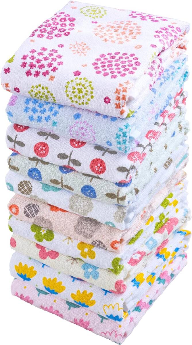 【新品】 Kosugizen フェイスタオル よくばりプリントタオル フラワー 5柄2色×1枚入 34×80㎝ 拍卖