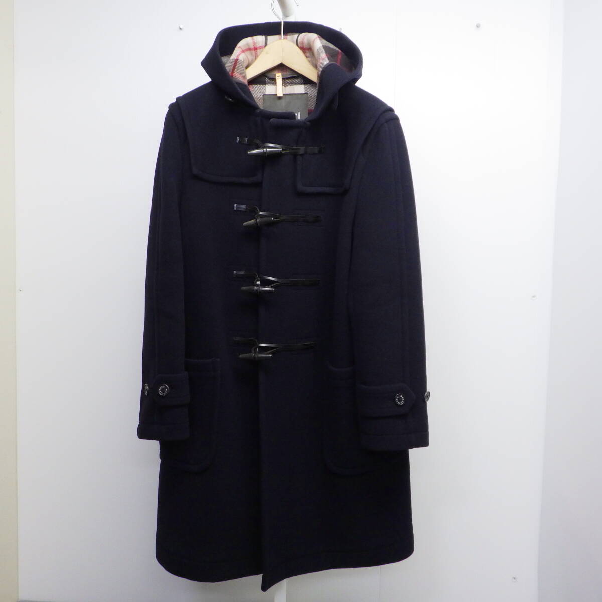 MACKINTOSH PHILOSOPHY マッキントッシュ ダッフルコート ネイビー×チェック Lサイズ メンズ 正規 三陽商会 チンストラップ 日本製 水牛角拍卖