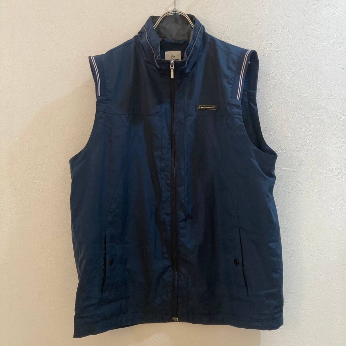DUNLOP/ダンロップ ジップアップナイロンベスト タイヤ ネイビー 紺 メンズ LL拍卖