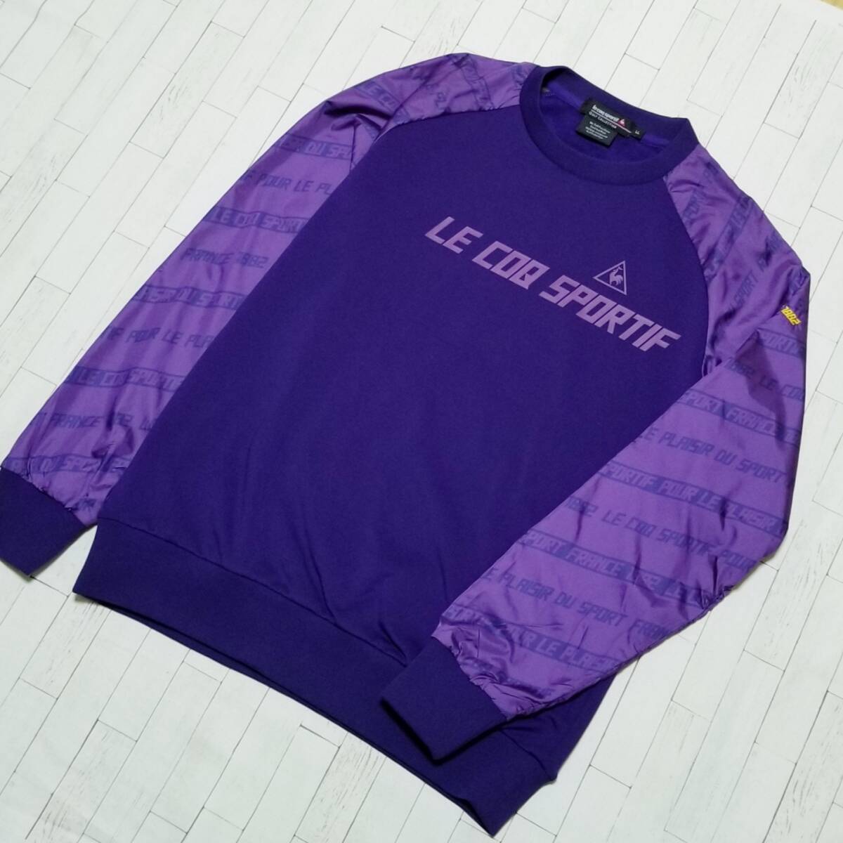 【BIGサイズ/デサント製/極美品】◎ le coq sportif GOLF ルコックゴルフ/ 長袖 プリントロゴ クルーネック ウェア 裏起毛 SIZE: LL 拍卖