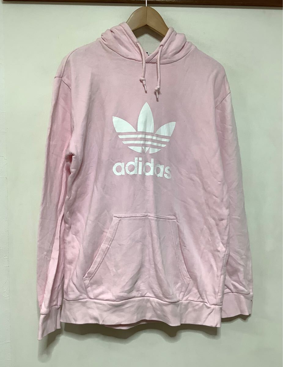 や1477 adidas originals アディダスオリジナルス プルオーバー スウェットパーカー 裏地パイル ビッグロゴプリント トレフォイル 拍卖