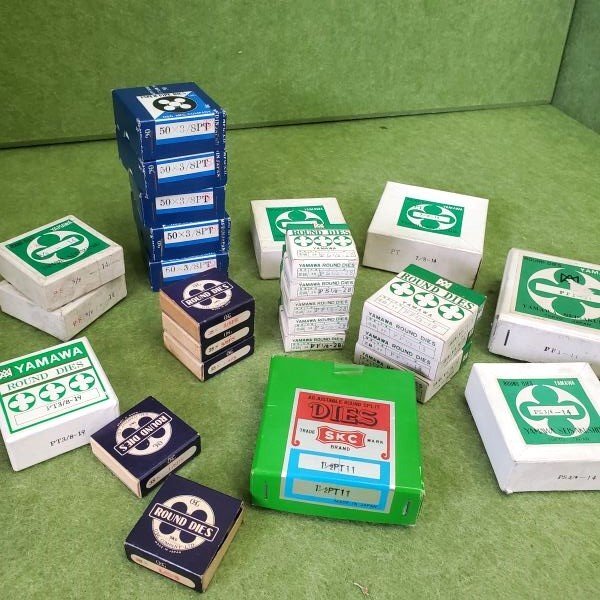 【アウトレット品】 【まとめ売り】 管用ねじ切り丸ダイス 26点セット 平行 テーパー YAMAWA OSG SKC sp-030-197拍卖