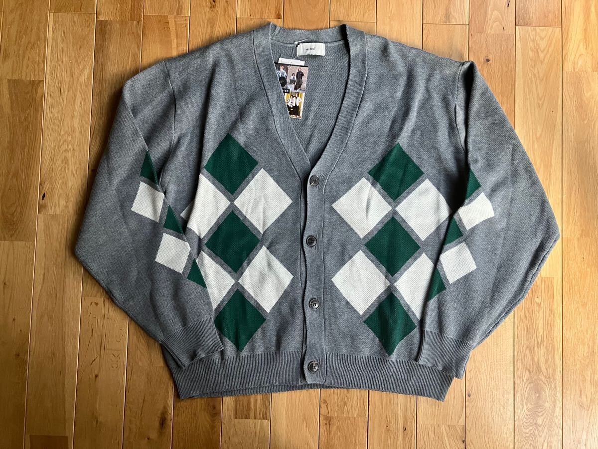 新品 メンズ しまむら NIDO ニットカーディガン アーガイル Lサイズ拍卖