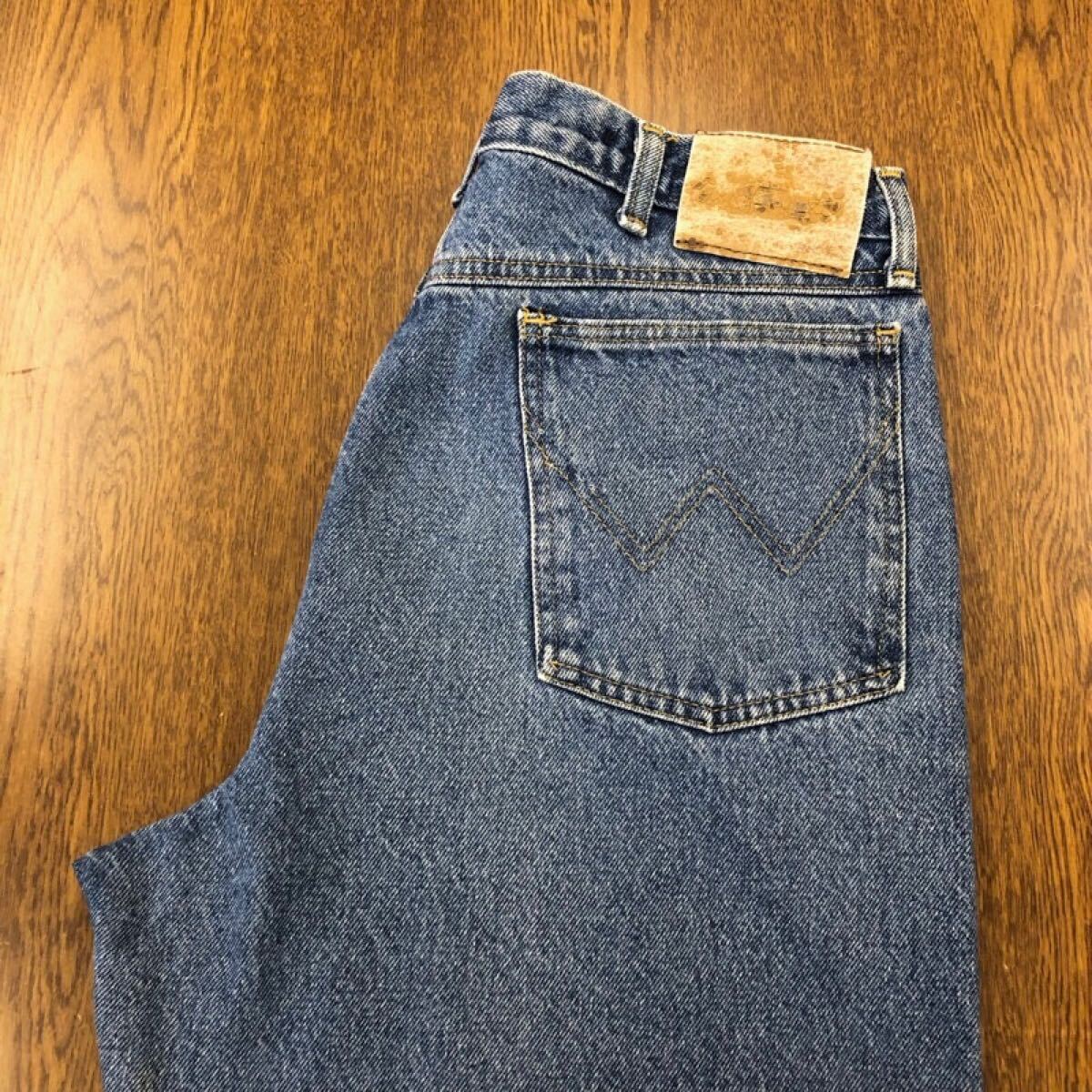 【FK065】Wrangler W34 L32 ダブルニー デニムワークパンツ インディゴ×ブラウン メンズブランド古着 ラングラー 送料無料拍卖