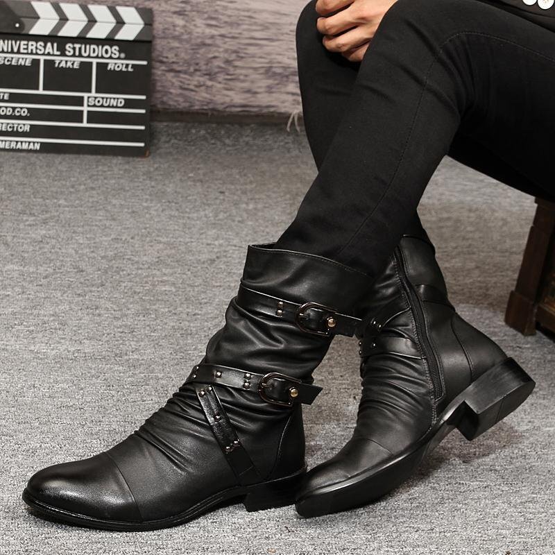 OHJ663★メンズマーティンブーツ革靴シークレットシューズバイク用長靴ライダースハイカットエンジニアブーツロングブーツ23.5cm~27.5cm拍卖