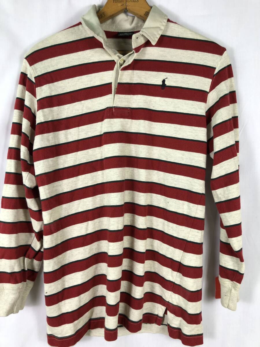 90's POLO RALPH LAUREN ラルフローレン ラガーシャツ 長袖  ボーイズ M 拍卖