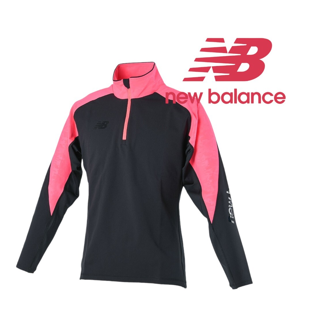 【新品特価!定価7590円が60%OFF!】New Balance/ニューバランス/ハーフジップトップ/ブラック×ピンク/JMTF1160 BAK/7/サイズL拍卖