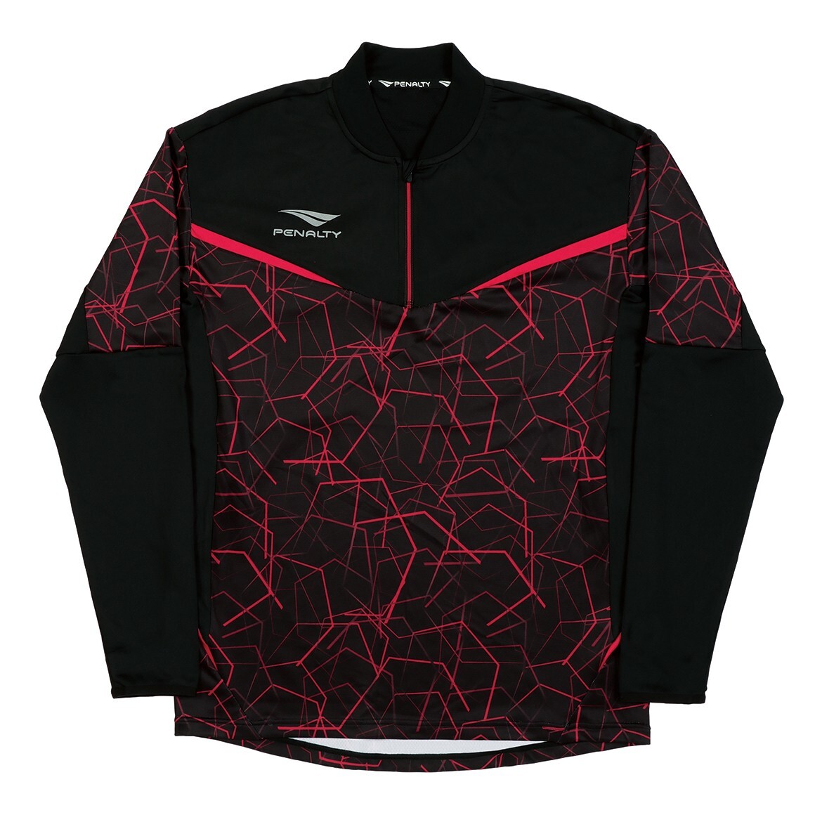 【新品特価!定価7920円が62%OFF!】penalty ペナルティー トレーニングハーフジップジャケット PO1556-3040/ブラック×レッド/1/サイズL拍卖