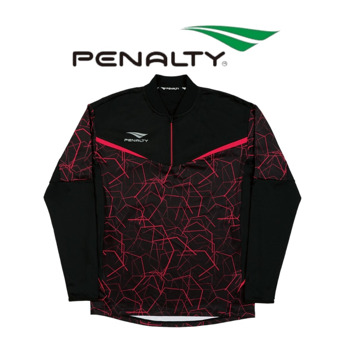 【新品特価!定価7920円が62%OFF!】penalty ペナルティー トレーニングハーフジップジャケット PO1556-3040/ブラック×レッド/2/サイズO拍卖